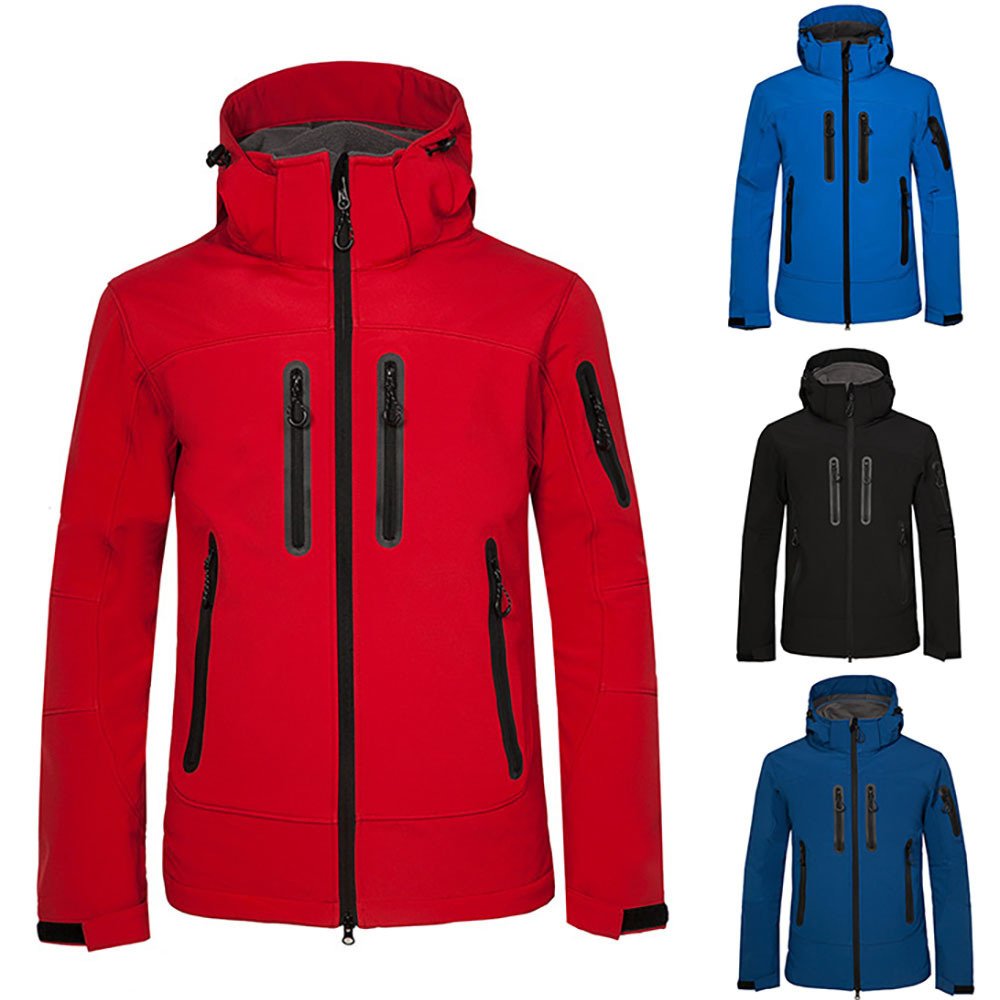 Custom Polyester Drawcord Adjustable Color Block Half Zip Heavyweight Hoodie 600Gsm Hiking Windbreaker Jacket For Men Winter