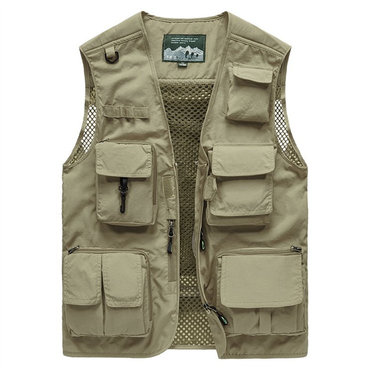 Custom Mesh Fishing Hiking Tactical Outdoor Cargo Photographer Multi Pocket Men Utility Vest Men's Reversible Vests & Waistcoats