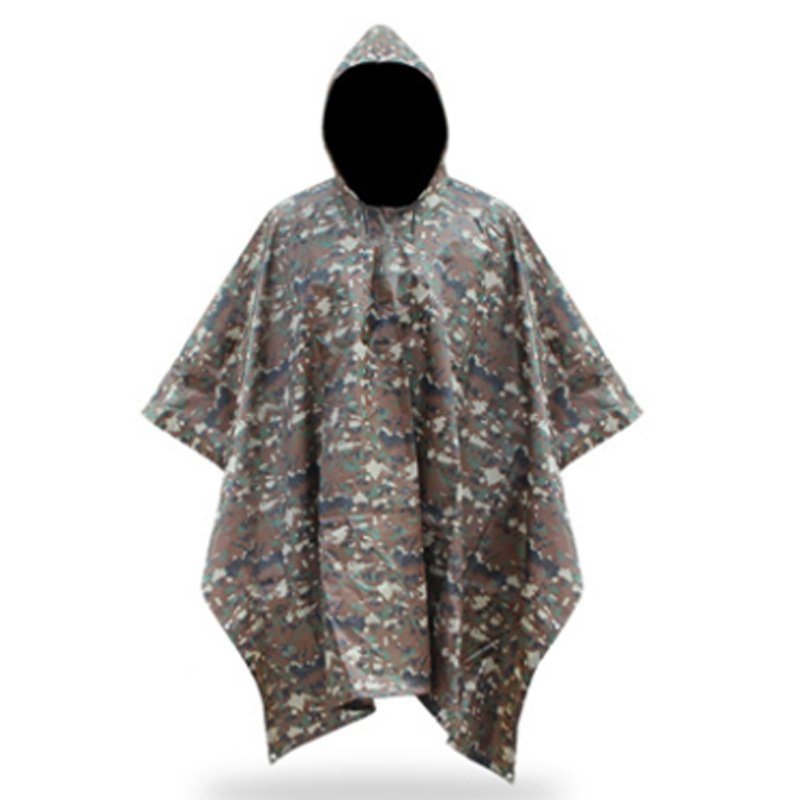 Hiking Camping Emergency Waterproof Lightweight Unisex Hooded Raincoat Camouflage Tactical Poncho