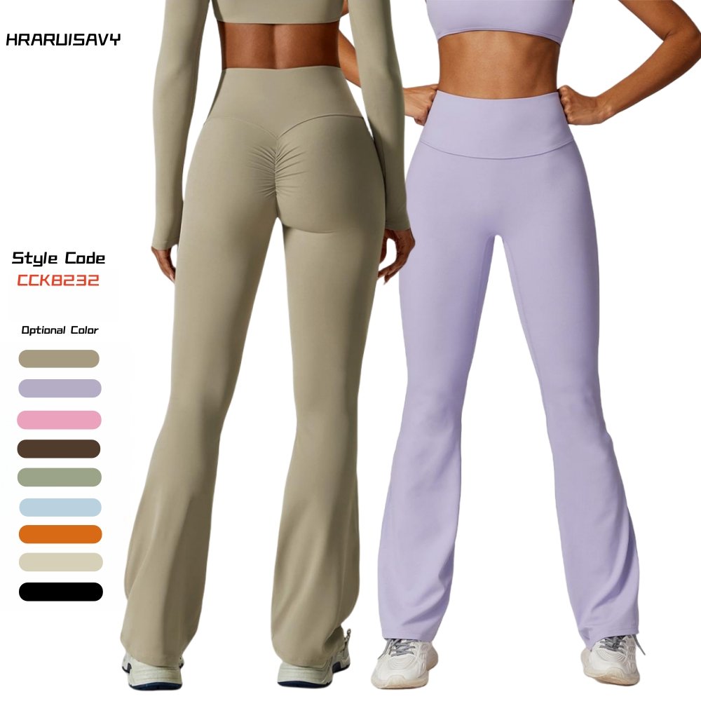 Wide Leg Pants Butt Lift Yoga Flare Pants Dance High Waisted Casual Sweatpants Women Work out Clothing V shape Flared Leggings
