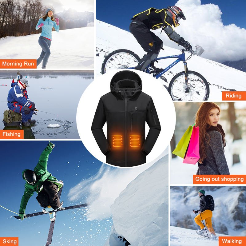 2024 Custom Outdoor Waterproof Motorcycles Hiking Ski Softshell Hood Clothing Men's Heated Jackets