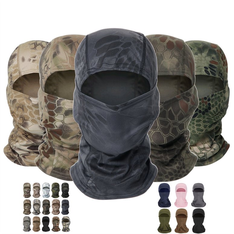 HotSale Outdoor Eco-friendly Polyester Brown Hiking Knitted Custom Logo Mens Facemask Snood Winter Hats Skimask Balaclava Beanie