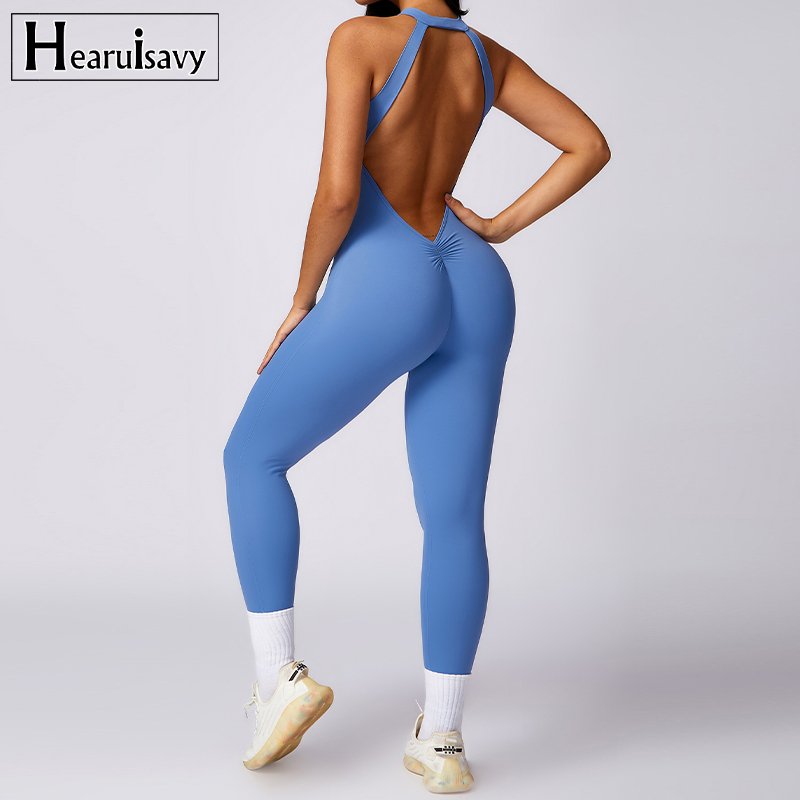 Women's Outdoor Running Bodysuit Quick Dry Fitness Jumpsuit Peach Hip Lifting Back One-piece Yoga Clothes Yoga Fitness Clothing