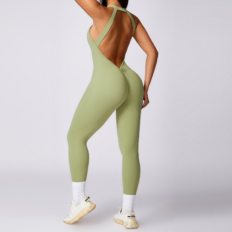 Women's Outdoor Running Bodysuit Quick Dry Fitness Jumpsuit Peach Hip Lifting Back One-piece Yoga Clothes Yoga Fitness Clothing