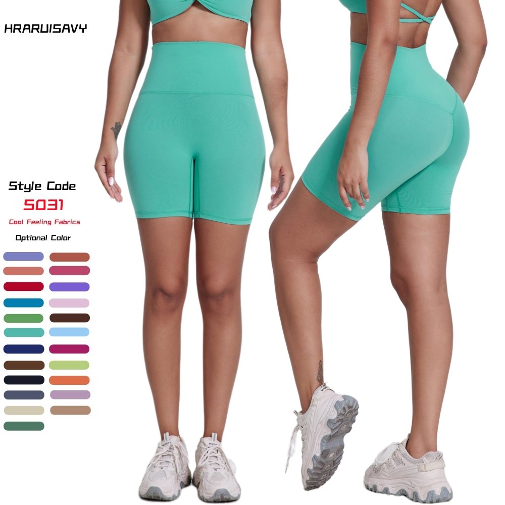 HEARUISAVY Cooling Fabric Premium Thick Tummy Control Gym Shorts High Waist Yoga Workout Running Biker Shorts