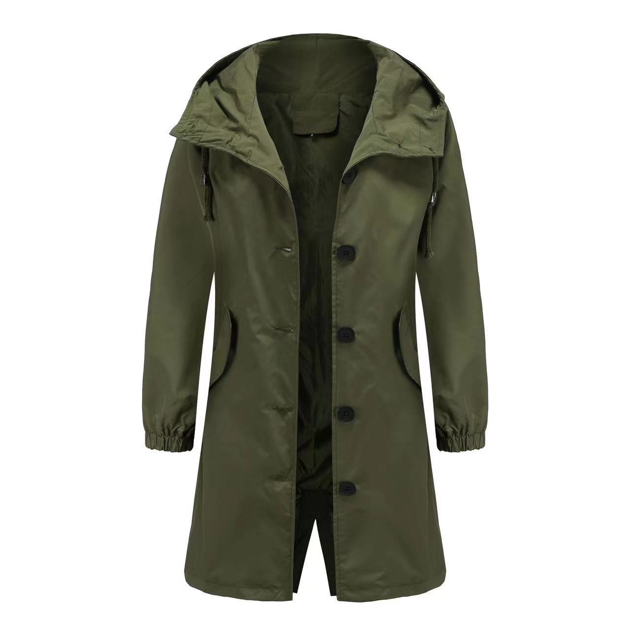 Ready To Ship Hot Sale Womens Outdoor Hiking Clothing Women Long Style With Buttons Hooded Warm Coat Waterproof Plain Jacket