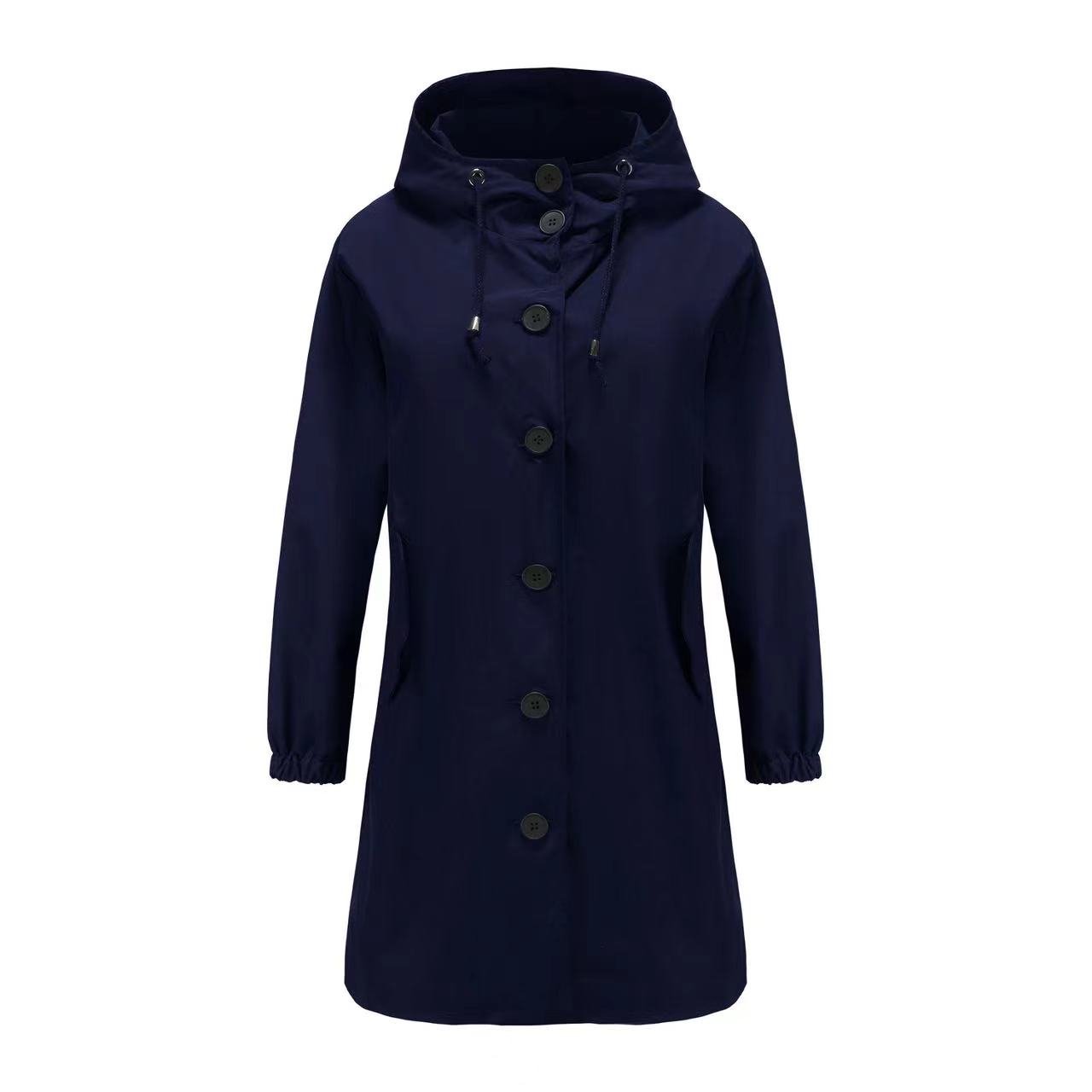 Ready To Ship Hot Sale Womens Outdoor Hiking Clothing Women Long Style With Buttons Hooded Warm Coat Waterproof Plain Jacket