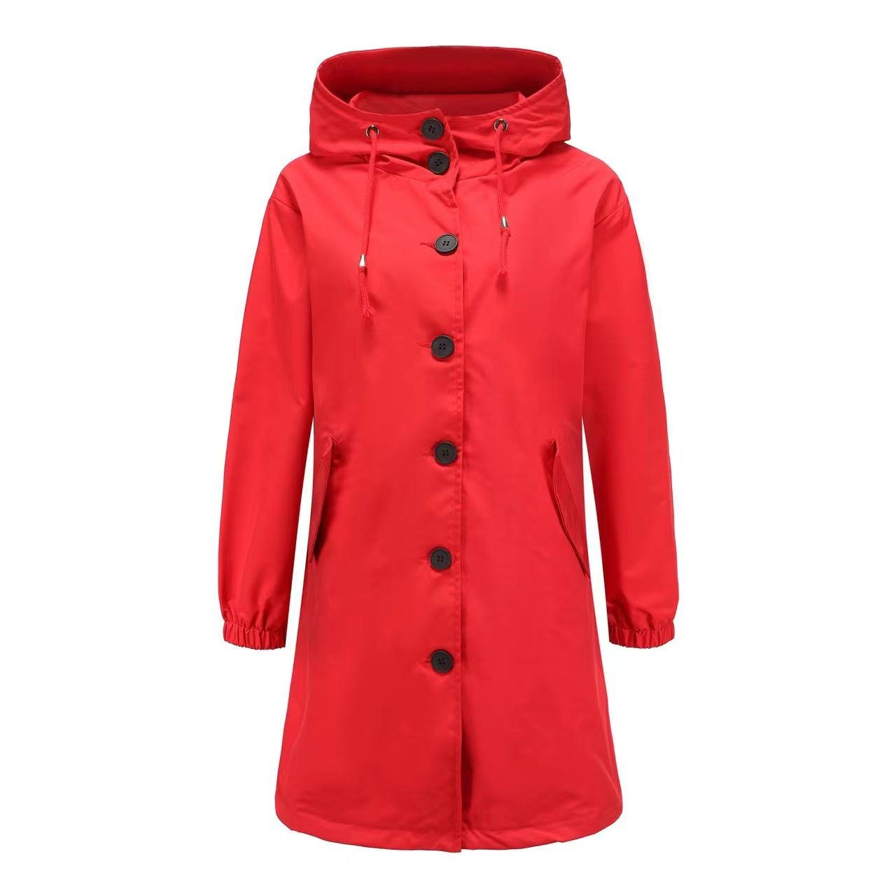 Ready To Ship Hot Sale Womens Outdoor Hiking Clothing Women Long Style With Buttons Hooded Warm Coat Waterproof Plain Jacket