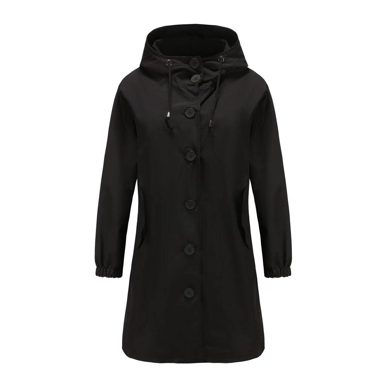 Ready To Ship Hot Sale Womens Outdoor Hiking Clothing Women Long Style With Buttons Hooded Warm Coat Waterproof Plain Jacket