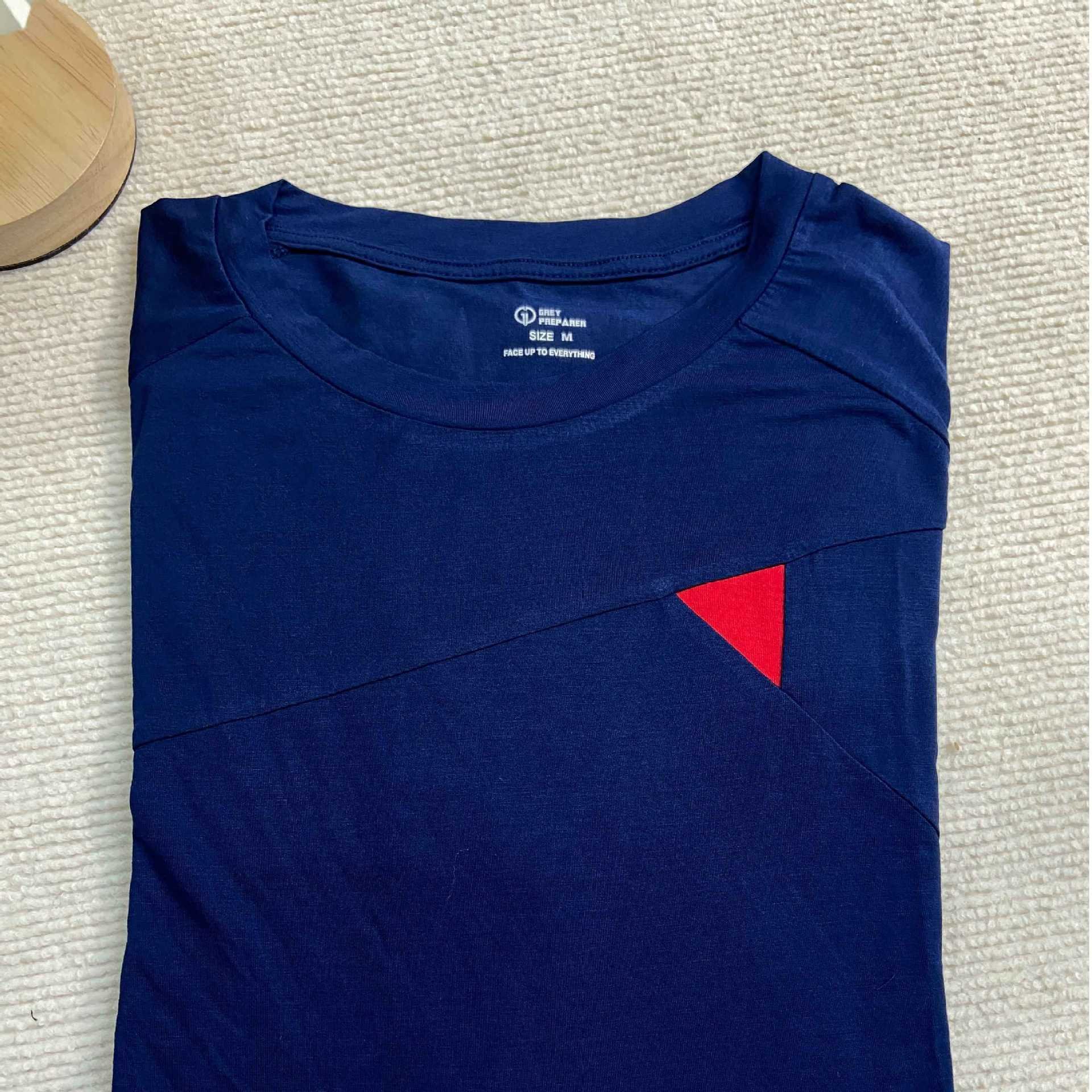 Outdoor men's quick drying breathable bamboo fiber Merino wool Hiking casual summer short-sleeved crewneck T-shirt