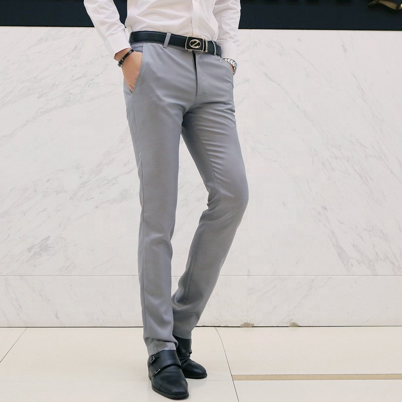 Men's Suit Pants Formal Business Slim Fit Trousers Groomsmen Dress Pants for Wedding Party