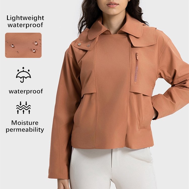 Xsunwing New 100% Nylon Running Waterproof Windproof Sports hooded Winter Anorak Windbreaker Jacket with pockets Women WDQ039