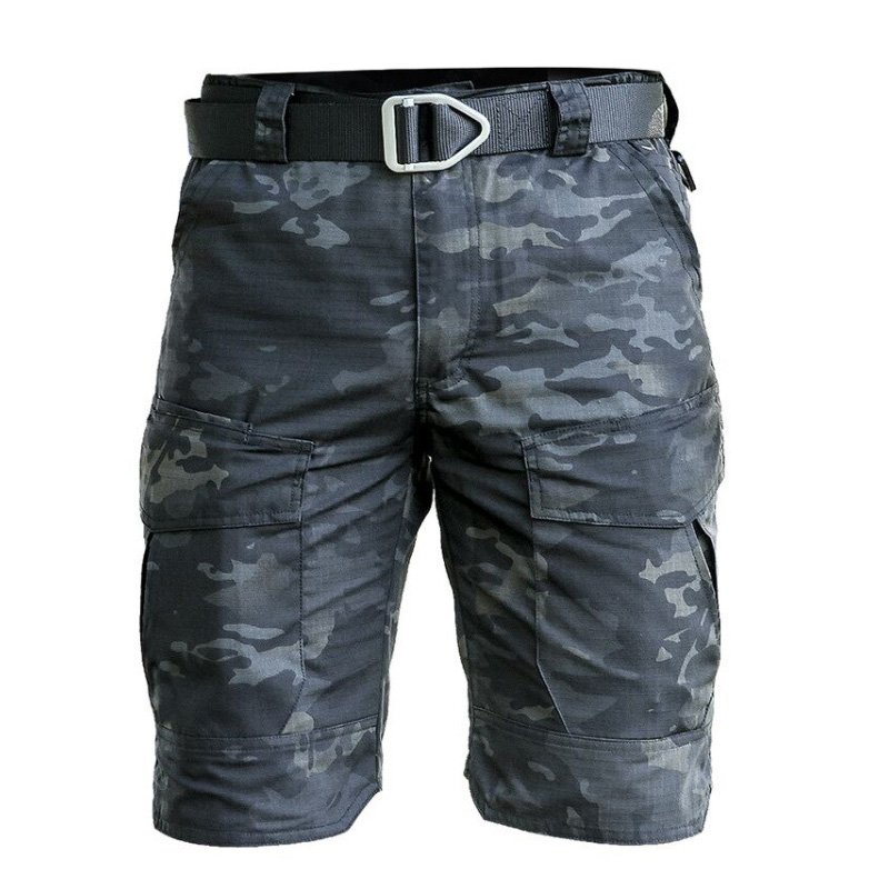 Stock Camouflage Men's Waterproof Rib Stop Tactical Pants Fans Combat Hiking Hunting Multi Pockets Worker Cargo Short Trousers