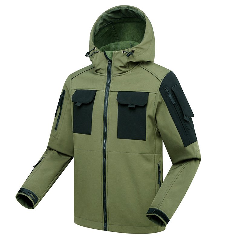 Winter Fleece Inner Tactical Camouflage Uniform Tactical Clothing Hoodie Green Softshell Coat Windproof For Men