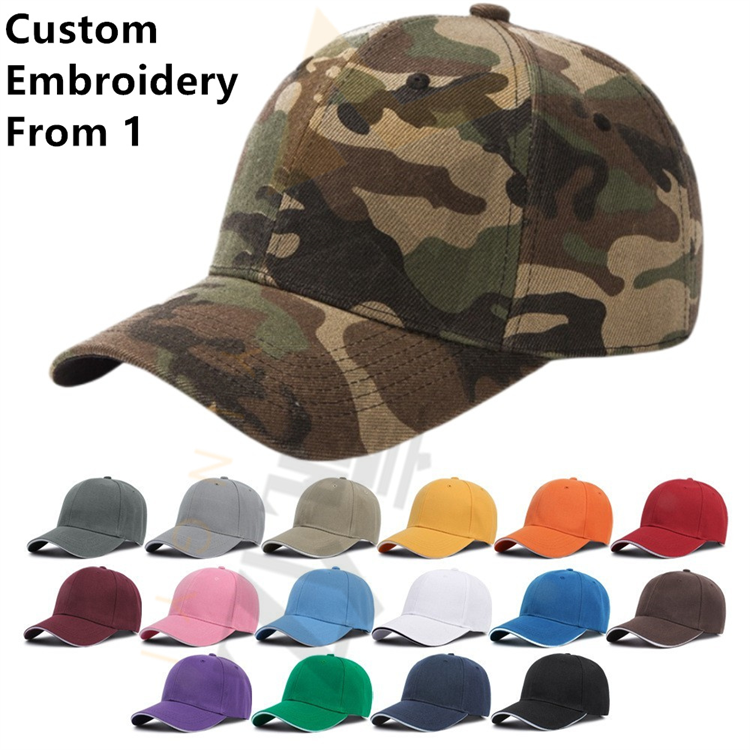 High Quality New Men Women Camouflage Baseball Cap Polyester Summer Sports Cap And Hat With Embossed Metal Buckle