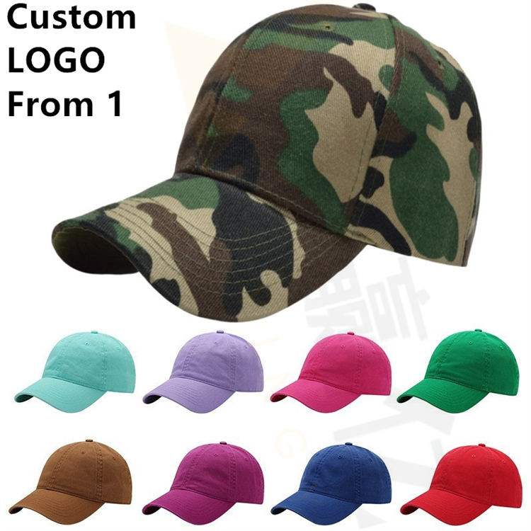 High Quality New Men Women Camouflage Baseball Cap Polyester Summer Sports Cap And Hat With Embossed Metal Buckle