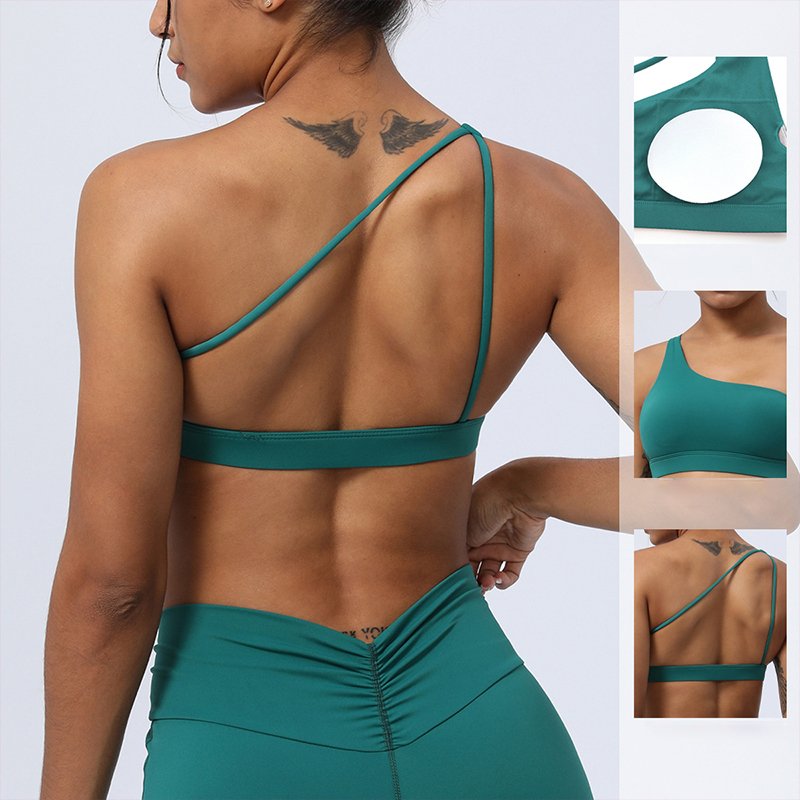 HEARUISAVY New Slant Shoulder Thin Straps Sports Underwear Women Soft Outdoor Running Gym Tank Tops Beautiful Back Yoga Sexy Bra