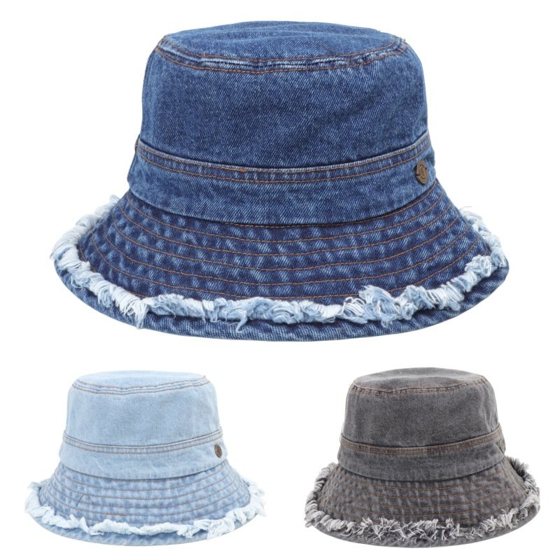 Cowboy furred edge fisherman hat female Korean version of spring and summer fashion wash to do old pot hat sunblock visor