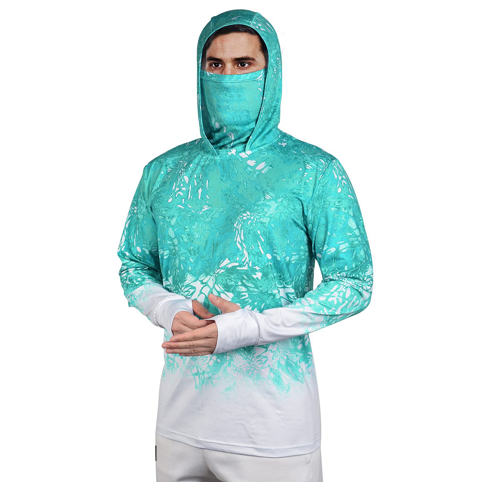Custom Logo Fishing Pullover Sublimed 88% Polyester 12% Spandex Breathable UPF50+ Hooded Fishing Shirt For Men