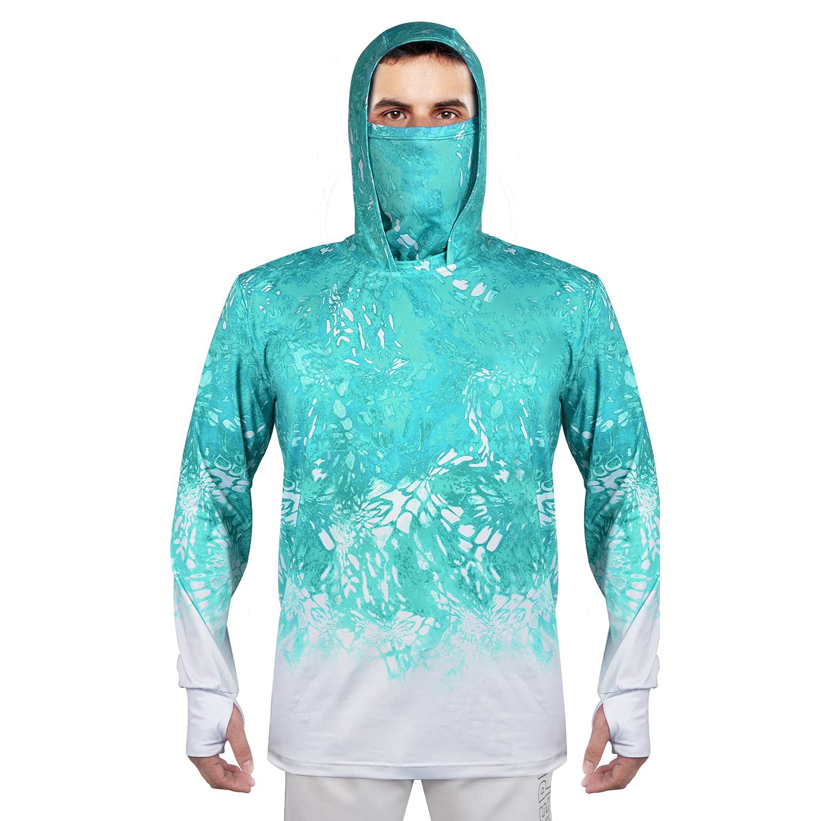 Custom Logo Fishing Pullover Sublimed 88% Polyester 12% Spandex Breathable UPF50+ Hooded Fishing Shirt For Men