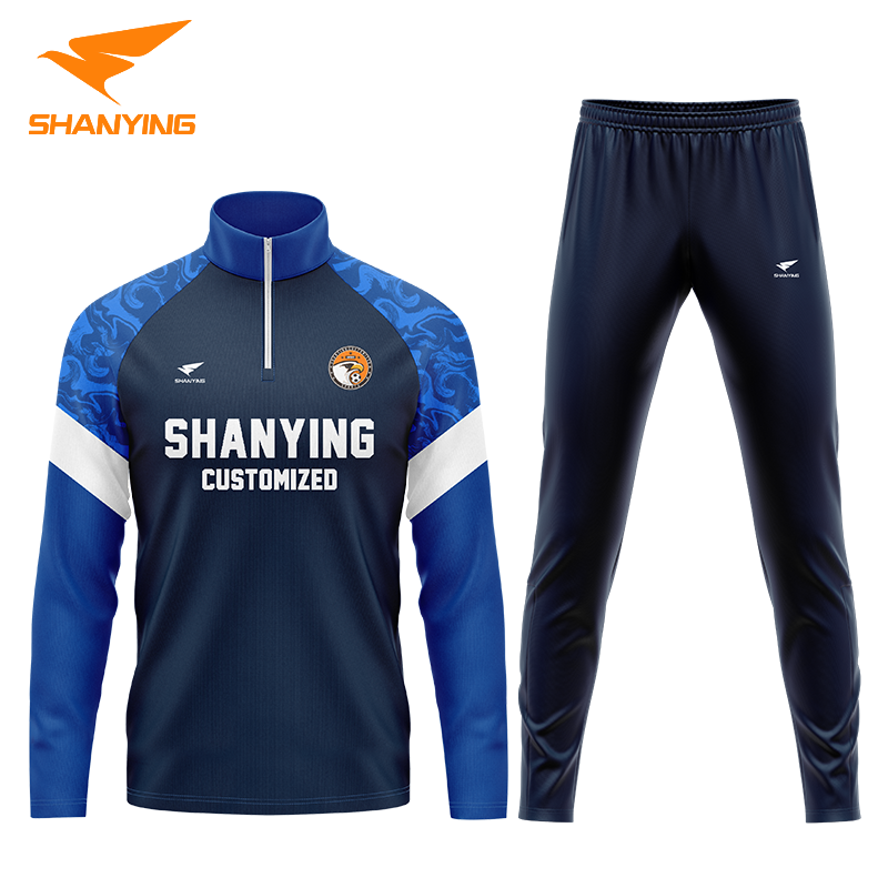 Manufacturer Custom 1/4 Quarter Zip Jogging Suits Quality Joggers Tracksuit Men Blank Sweatsuit Soccer Training Tracksuit Set