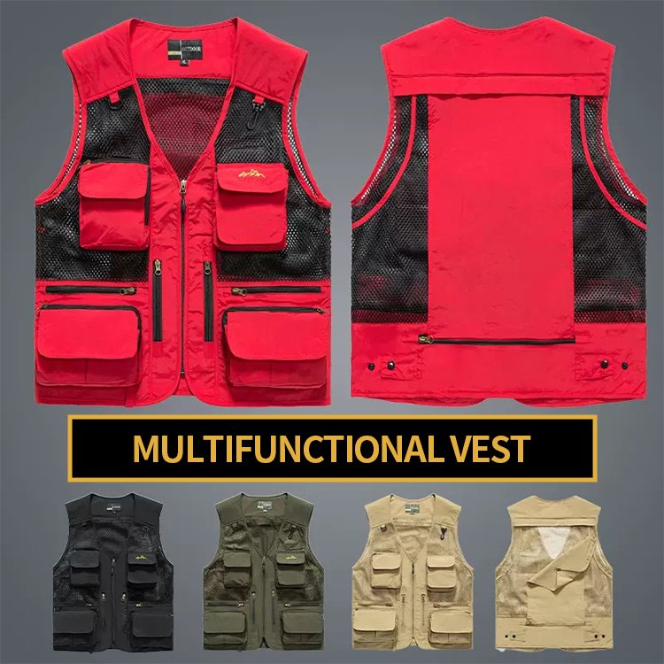 OEM Multi Pockets Mesh Outdoor Casual Work Travel Photo Fishing Photography Vest for Fishing Hiking Vest For Men