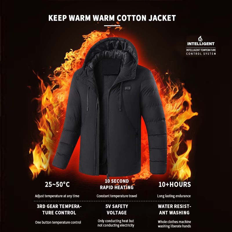 Winter Heating Hoodie Puffer Jacket Men Clothing Jacket Thickening Self Heated Coats Men'S Jacket For Outdoors