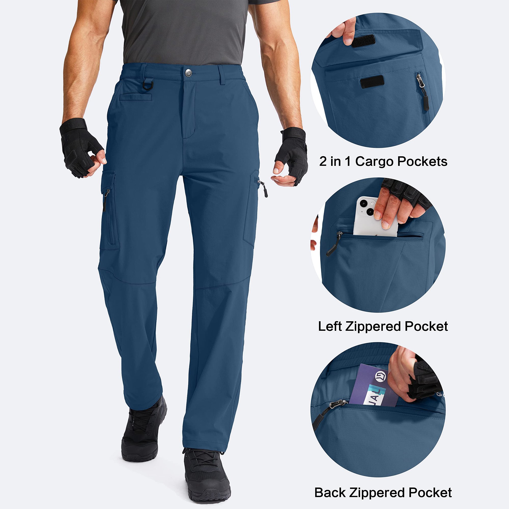 Men's Woven Ripstop Nylon Golf Tactical Cargo Pants Breathable Sports Clothing Sports Clothing Manufactures Black Waist Flat