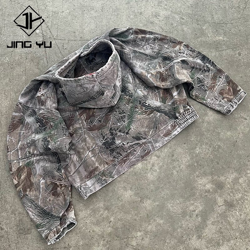 Custom High Quality 100% Cotton Functional Hunting Reals Tree Printing Hoodies Cotton Tree Hunting Camouflage Zip Up Camo Hoodie