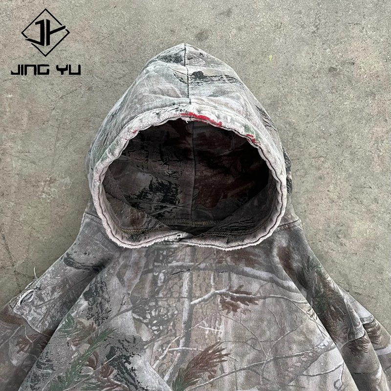 Custom High Quality 100% Cotton Functional Hunting Reals Tree Printing Hoodies Cotton Tree Hunting Camouflage Zip Up Camo Hoodie