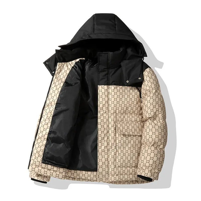 Winter Cropped Bubble Jacket with Zipper Men's Fashionable Soft Shell Puffer Breathable Plus Size Hooded Clothing for Women