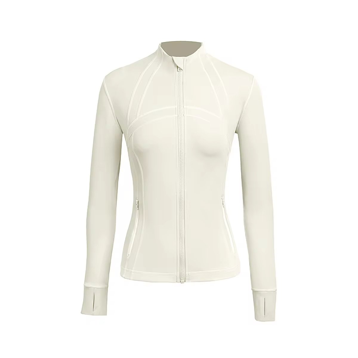 WT03 Women's Stand Collar Yoga Clothing Long Sleeve Athletic Hiking Shirts Lightweight Zip Up Outdoor Jacket Athletic Wear