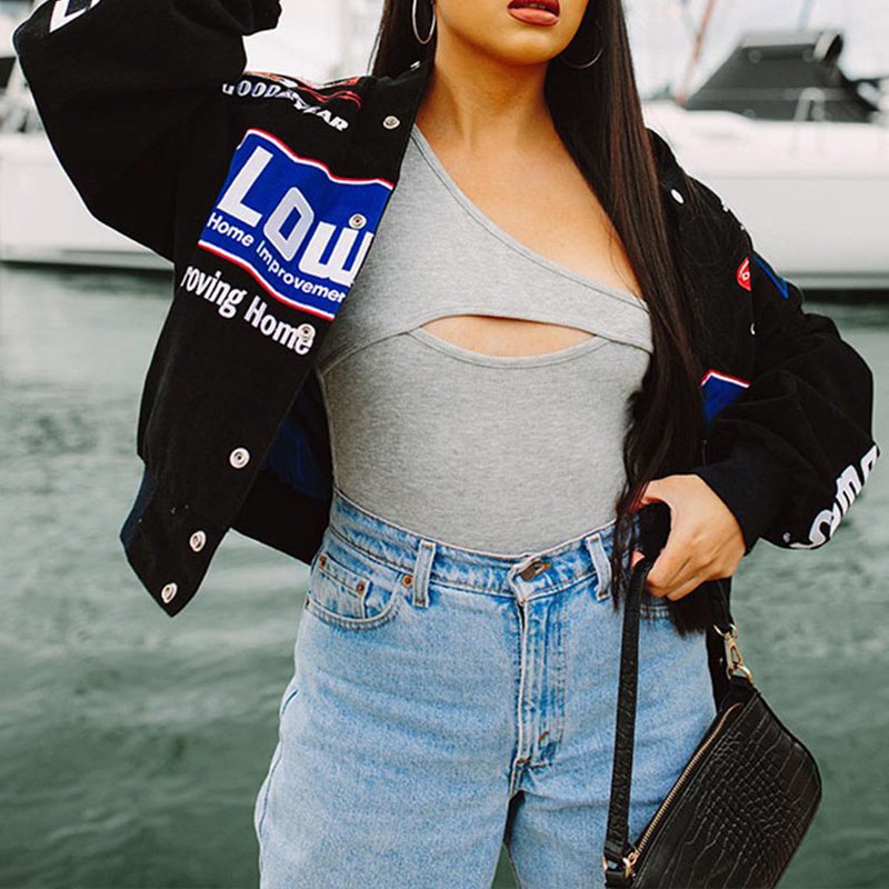 Fashion Women Vintage Sport Style Coat Printed Long Sleeve Racing Unsex Windbreaker Casual Street Wear Oversize F1 Racing Jacket