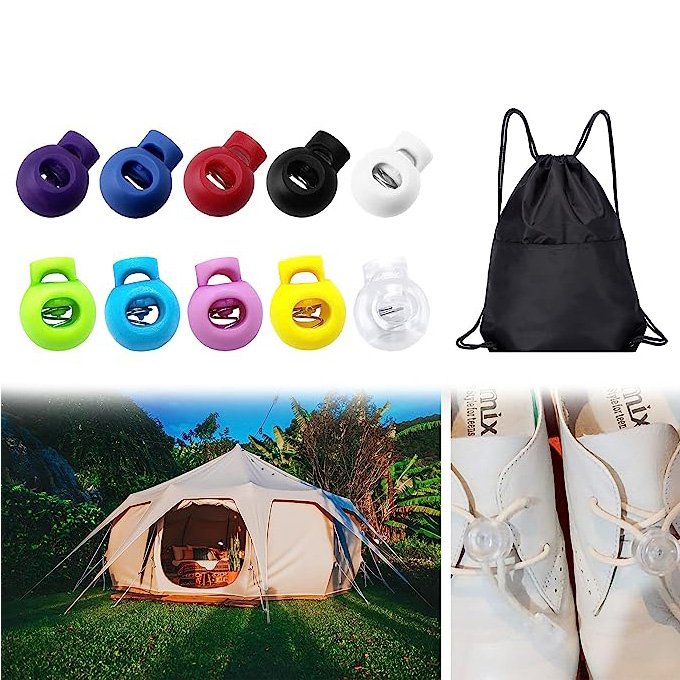 Single Hole End Round Fastener Buttons Slider Elastic Drawstring Rope Lock for Camping Hiking Backpacks Shoelace Toggle Stoppers
