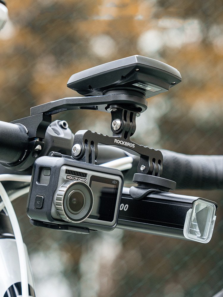 Bike-light extension stretcher to mount a stand-up fitting for an extended light-coded sports camera