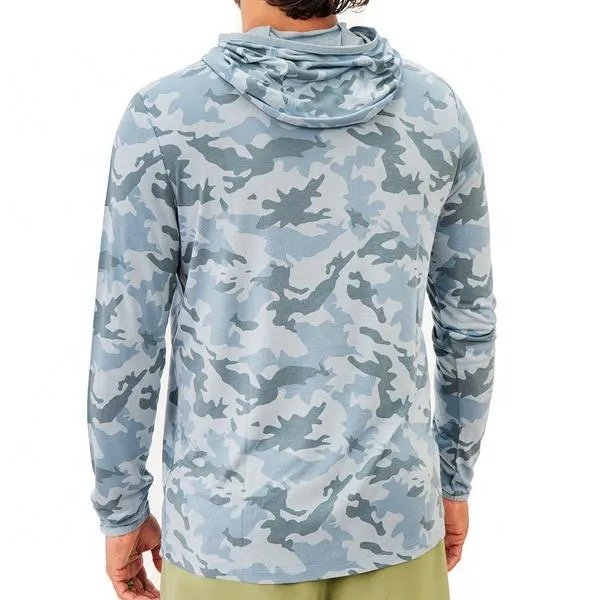 2024 OEM High Quality Sublimation Printing Quick Dry Polyester Performance Fishing Hoodie UPF 50 Hooded Fishing Shirt