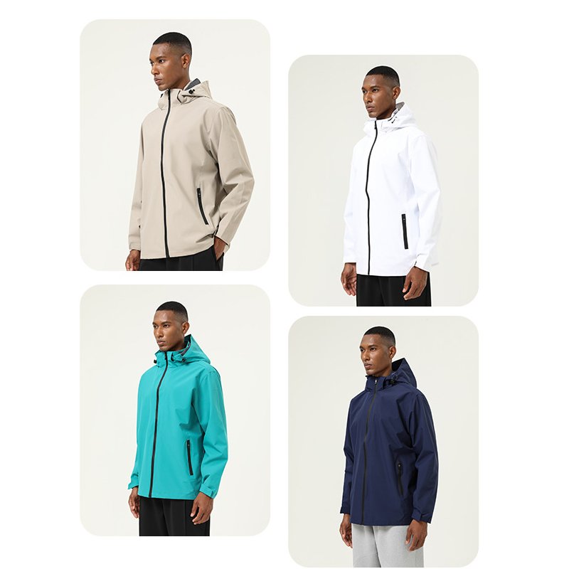Custom Mens Lightweight Waterproof Soft Shell Jacket Coat Windproof Jacket with Hood Outdoor Golf Cycling Hiking Jackets