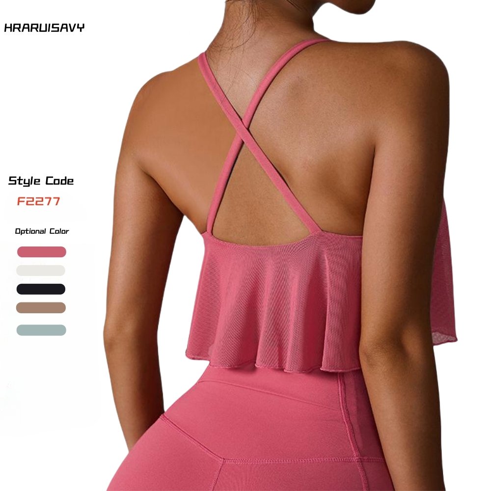 Summer New Sports Tank Tops With Built-in Bra Women's Cross Back Lightweight Sports Sling Yoga Bra Outdoor Running Sports Top