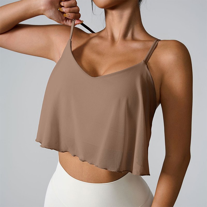 Summer New Sports Tank Tops With Built-in Bra Women's Cross Back Lightweight Sports Sling Yoga Bra Outdoor Running Sports Top