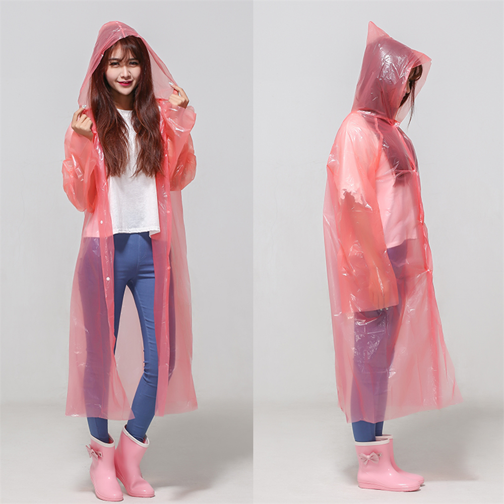 Factory Direct Reusable Raincoat PE Waterproof Rain Ponchos For Men With Hood Casual Safari Jacket For Winter Raw Processing