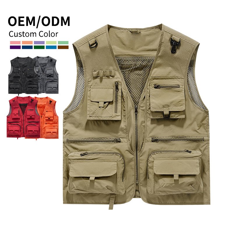 Custom Workwear Multi Pocket Workwear Worker Custom Vest Multi Pocket Canvas Men's Cotton Vest Outdoor