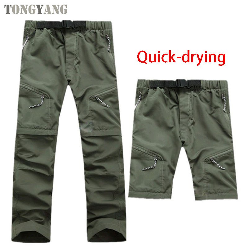 TONGYANG Summer Fishing Camping Men's Quick-drying Tactics Hiking Pants Men Removable Waterproof Outdoor Sports Pants