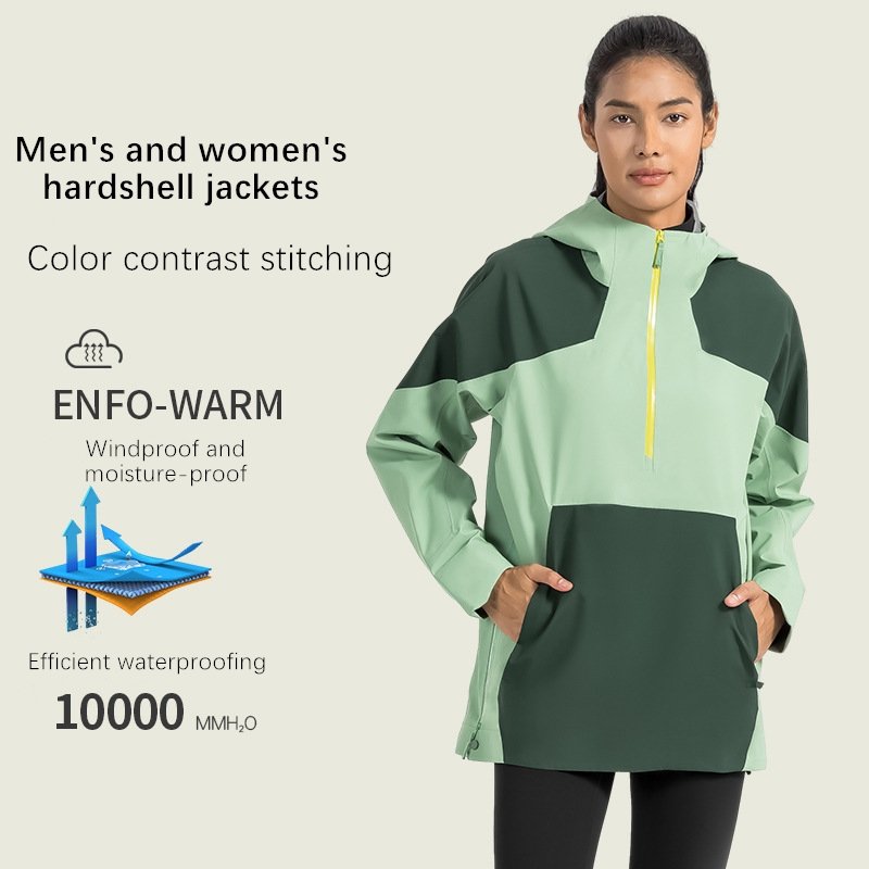 Xsunwing Unisex Women's fashion outdoor waterproof windbreaker hooded rain jacket warm hardshell jackets with pockets WDQ056