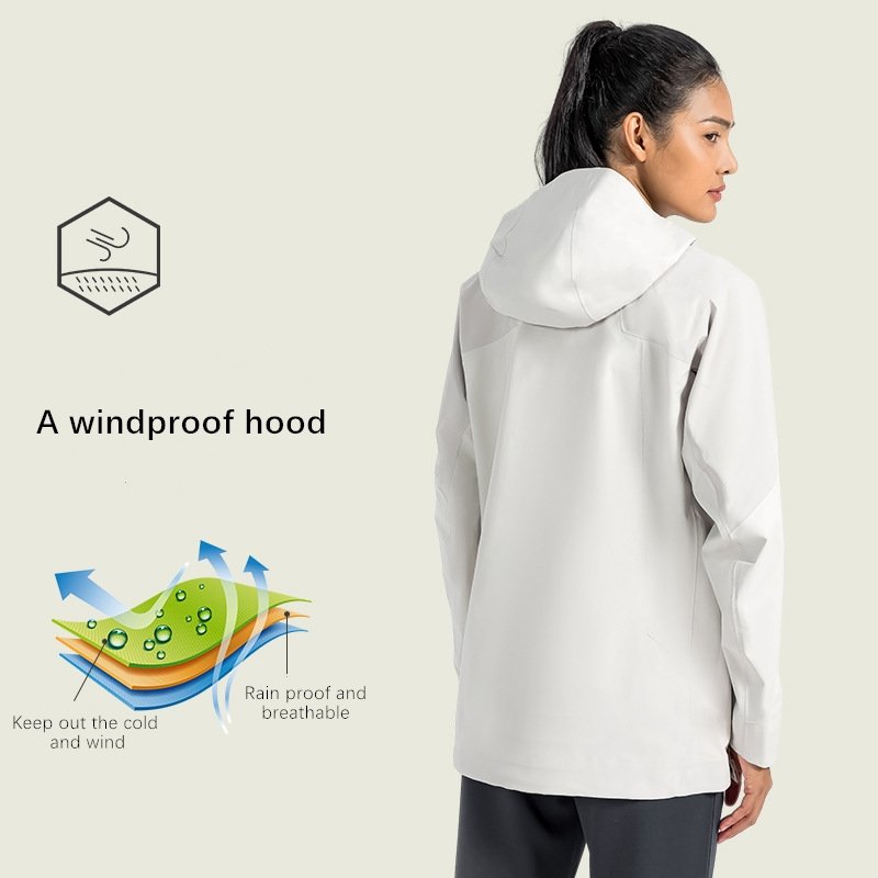 Xsunwing Unisex Women's fashion outdoor waterproof windbreaker hooded rain jacket warm hardshell jackets with pockets WDQ056