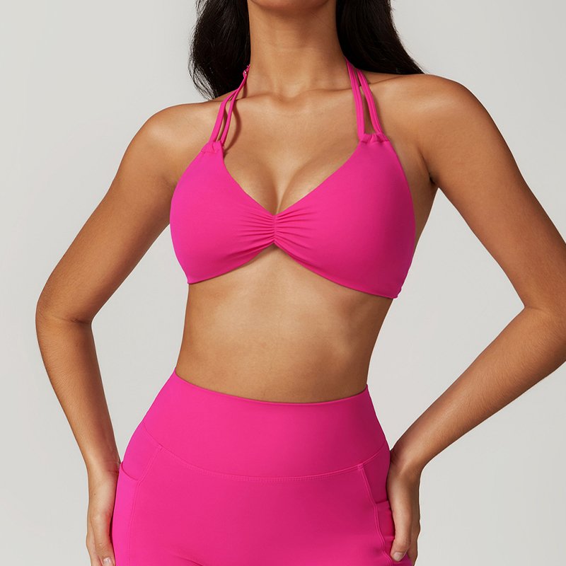 Hot Selling Customized Summer Backless Sports Yoga Sling With Neck And Back Strap For Women's Fitness Running Yoga Bra Top