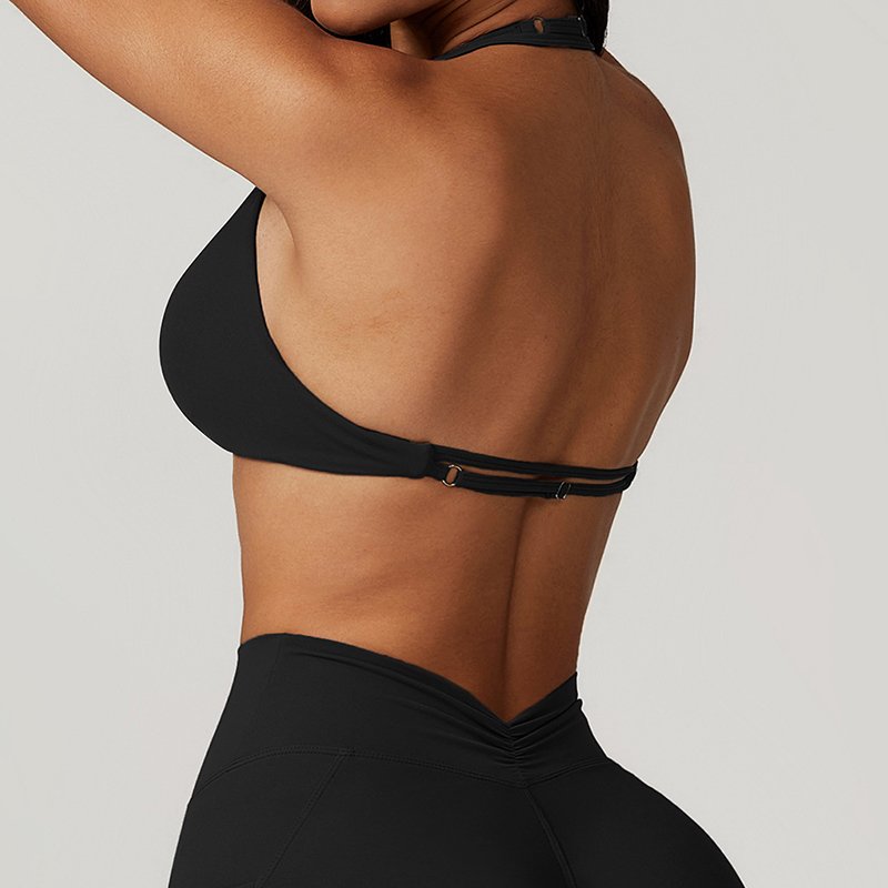 Hot Selling Customized Summer Backless Sports Yoga Sling With Neck And Back Strap For Women's Fitness Running Yoga Bra Top