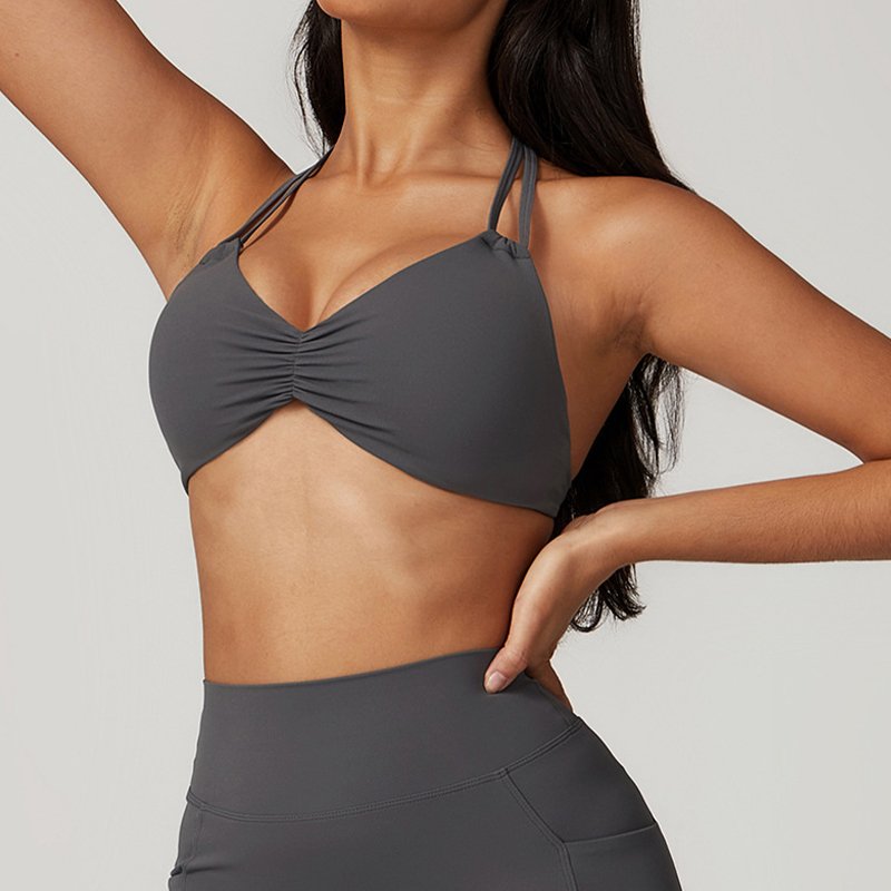 Hot Selling Customized Summer Backless Sports Yoga Sling With Neck And Back Strap For Women's Fitness Running Yoga Bra Top