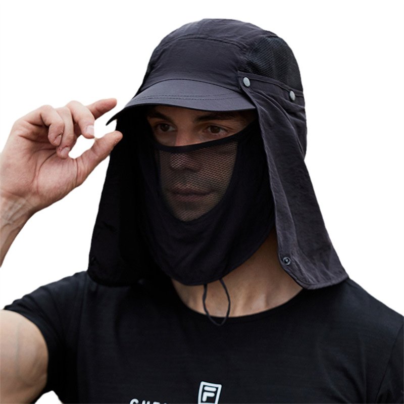 China Online Sales Summer Plain Mesh Breathable Outdoor Fishing Visor Unisex Waterproof Bucket Hat And Mask