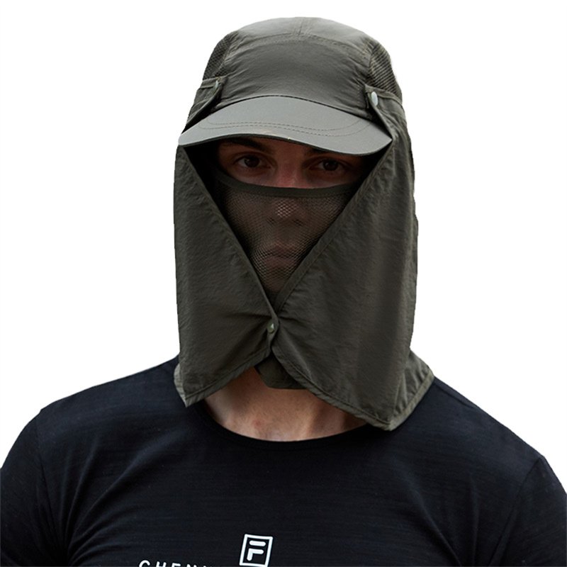 China Online Sales Summer Plain Mesh Breathable Outdoor Fishing Visor Unisex Waterproof Bucket Hat And Mask