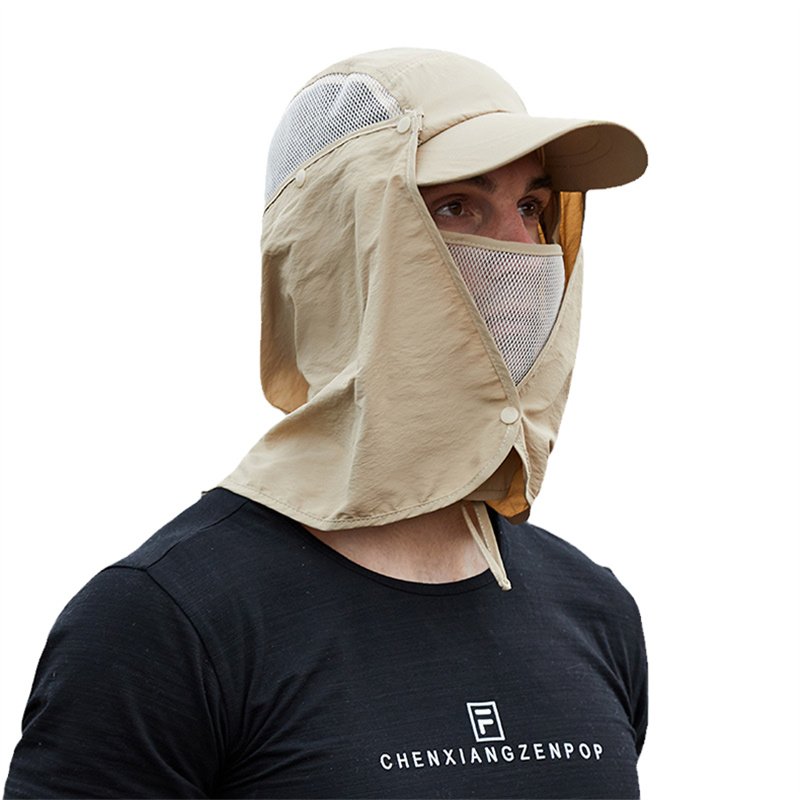 China Online Sales Summer Plain Mesh Breathable Outdoor Fishing Visor Unisex Waterproof Bucket Hat And Mask